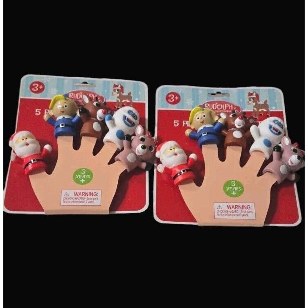 2 Sets Rudolph Red Nosed Reindeer Finger Puppets Clarice Bumble Hermey New